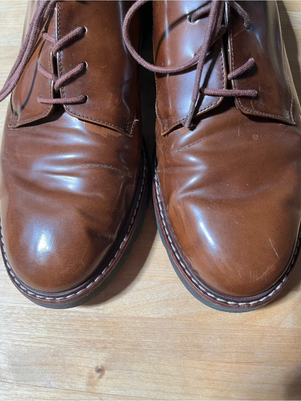 Stuart Weitzman Metro Brown Leather Lace-Up Oxfords